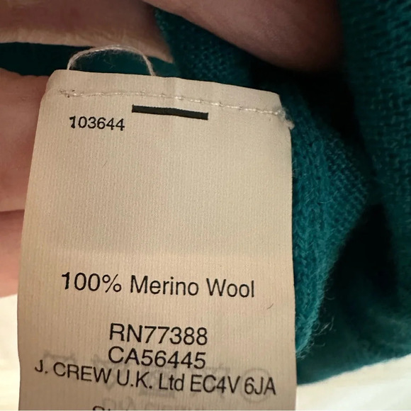 J. Crew Women’s 3/4 Dolman Sleeve Crewneck Teal Merino Wool Sweater Sz XXS GUC - Picture 5 of 7